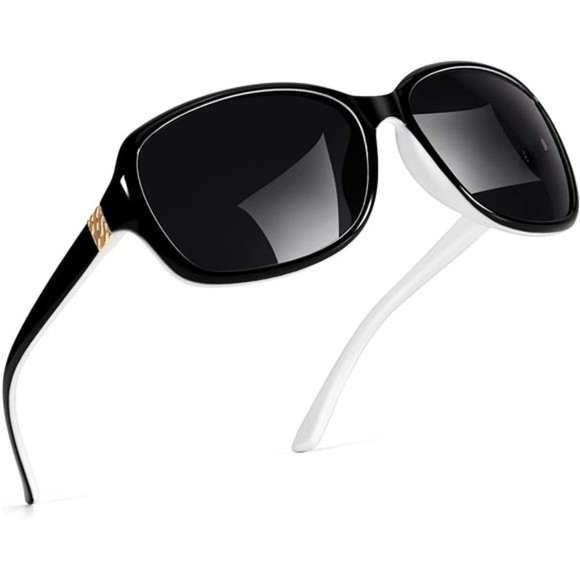 Polarized Sunglasses Womens A06 Trendy Polarized Sunglasses, Black White